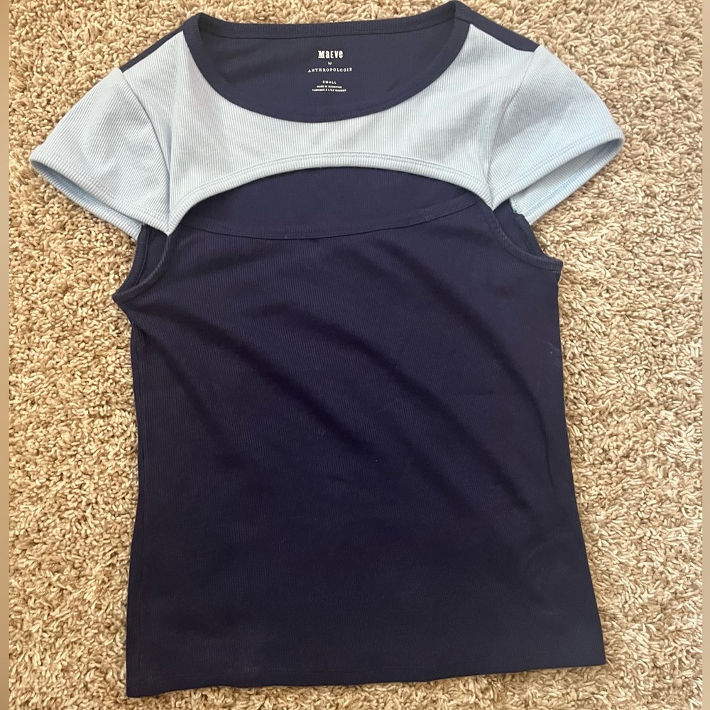 Maeve/Anthropologie “Cutout Colorblock Baby Tee”